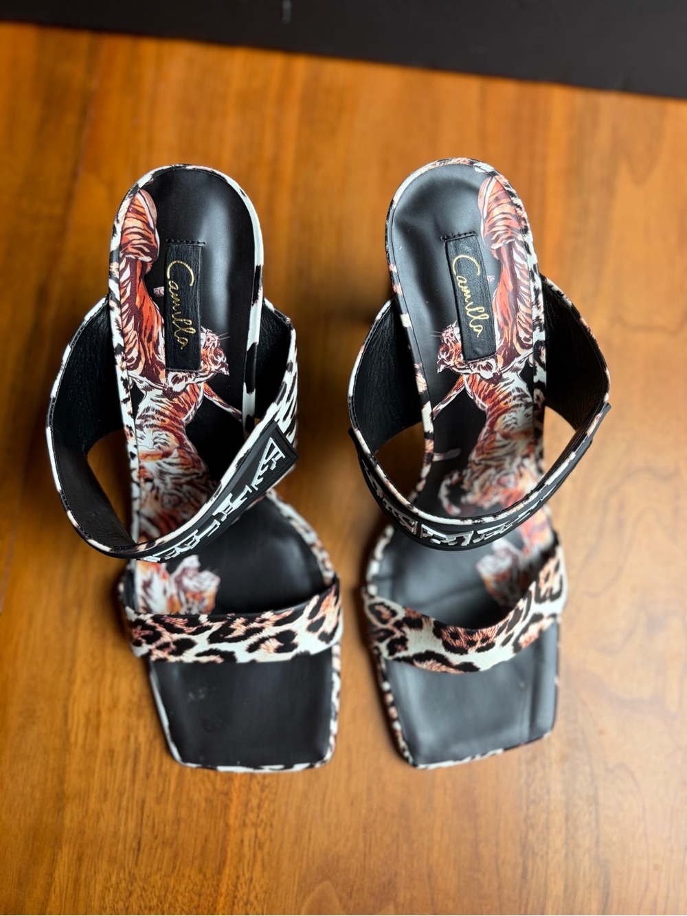 CAMILLA Franks Leopard Tiger Print Block Heel Sandals EU 40 US 9.5 Sample - Picture 3 of 16